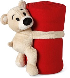 Obrázky: Detská červená flísová deka s medvedíkom