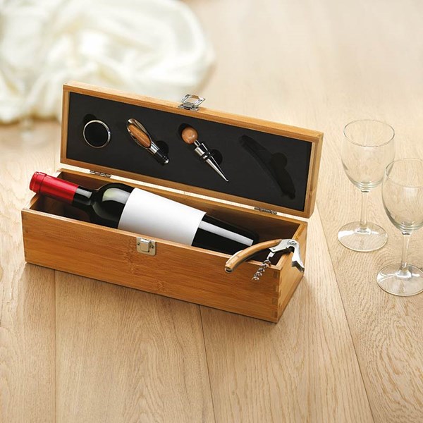 Obrázky: Bambusový box na fľašu vína s príslušenstvom, Obrázok 2