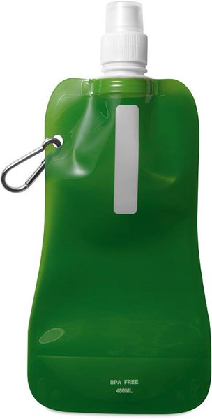 Obrázky: Zelená skladacia fľaša na vodu + karabína, 300 ml