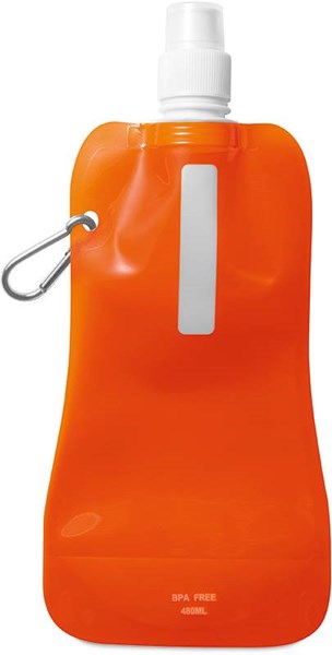 Obrázky: Oranžová skladacia fľaša na vodu +karabína, 300 ml
