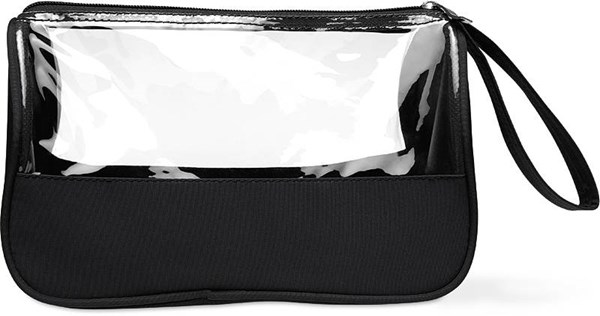 Obrázky: Čierna toaletná taška z mikrovlákna s pútkom