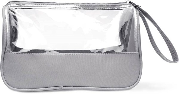 Obrázky: Šedá toaletná taška z mikrovlákna s pútkom