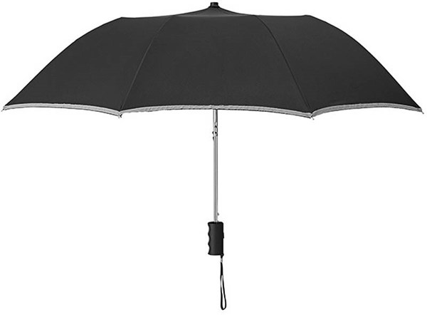 Obrázky: Dvojdielny skladací dáždnik, reflex.pásik, čierny, Obrázok 2