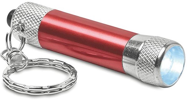 Obrázky: Mini LED hliníková baterka s príveskom,červená, Obrázok 2