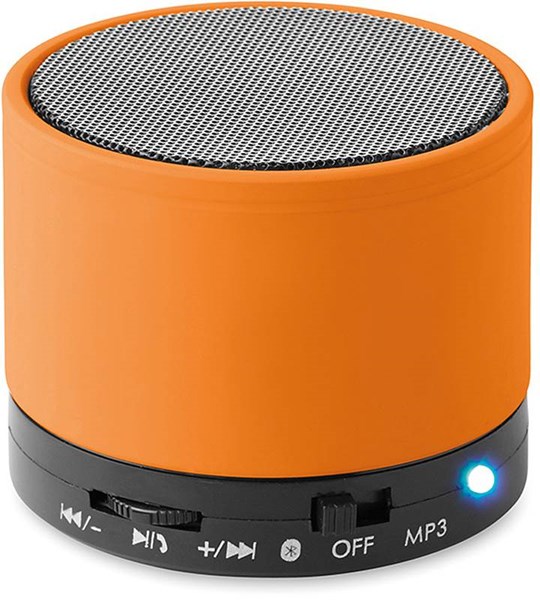 Obrázky: Oranžový valcový bluetooth reproduktor