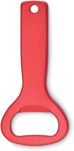Obrázky: Červený lesklý hliníkový otvárač na fľaše
