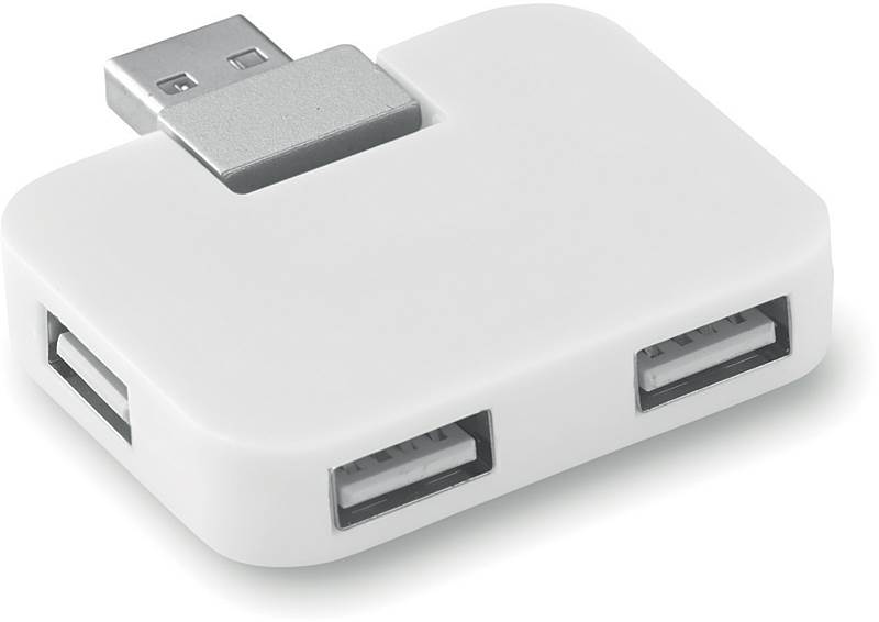USB rozbočovač so štyrmi portami, biely - DG Tip - reklamné predmety s ...