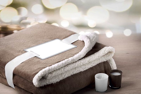 Obrázky: Béžová flísová deka s podšitím a komplimentkou, Obrázok 4