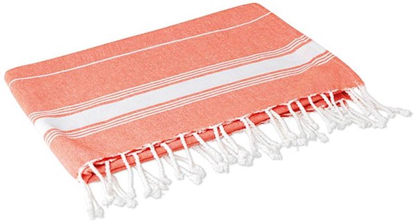 Obrázky: Oranžová bavlnená plážová osuška so strapcami, Obrázok 2