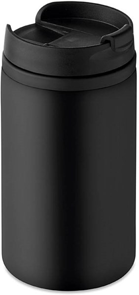 Obrázky: Čierny dvojstenný nerezový hrnček, objem 280 ml