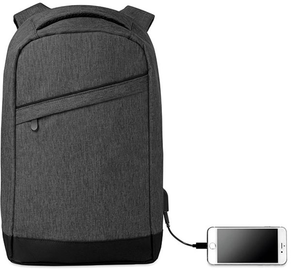 Obrázky: Elegantný čierny ruksak s USB nabíjacím káblom, Obrázok 2