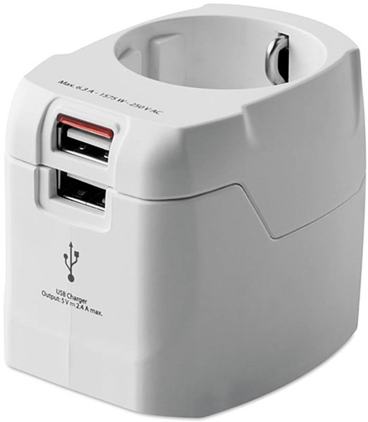 Obrázky: Inovatívny biely cestovný adaptér s USB nabíjačkou, Obrázok 4