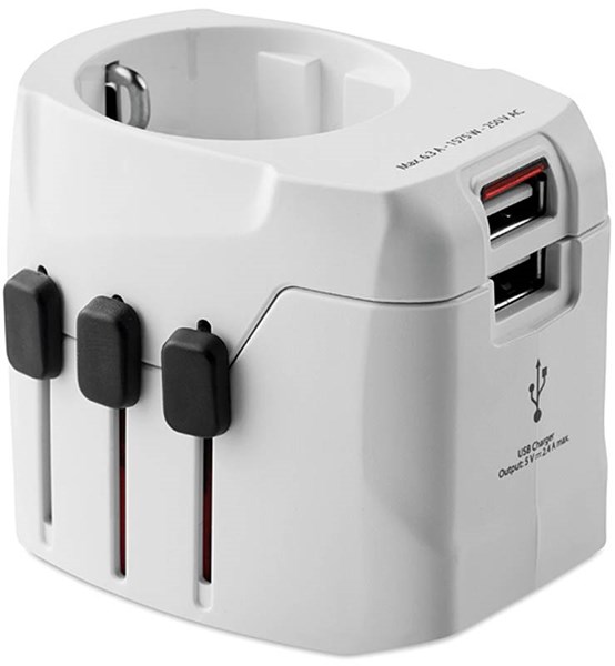 Obrázky: Inovatívny biely cestovný adaptér s USB nabíjačkou, Obrázok 5