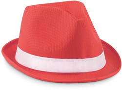 Obrázky: Červený polyesterový klobúk s bielou stuhou