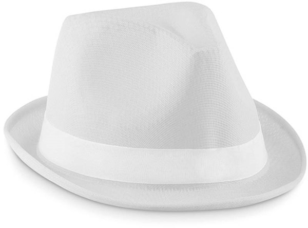 Obrázky: Biely polyesterový klobúk s bielou stuhou