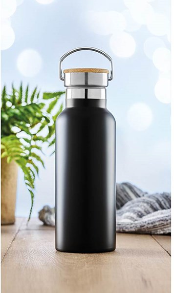 Obrázky: Nerezová čierna termoska s kovovým držadlom 0,5l, Obrázok 2