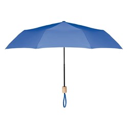 Obrázky: Svetlomodrý skladací dáždnik s drevenou rukoväťou