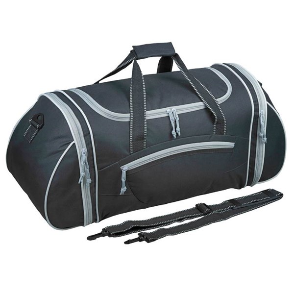 Obrázky: Veľká čierna športová taška so šedým lemovaním, Obrázok 1
