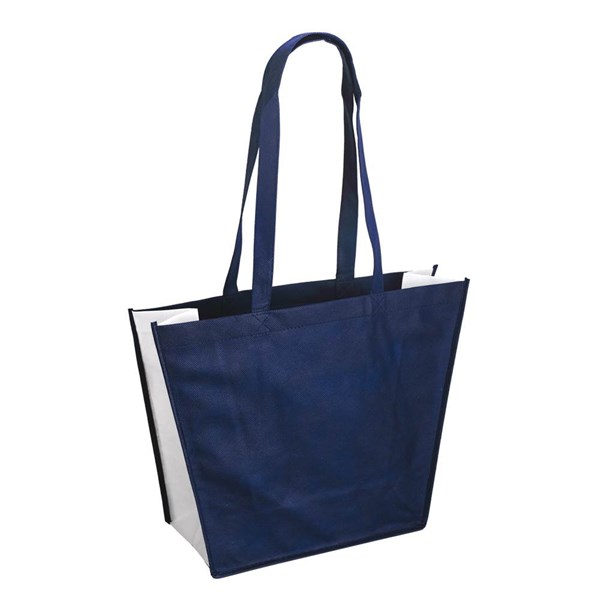 Obrázky: Modrá nákupná taška z net. textílie, dl. popruhy, Obrázok 1