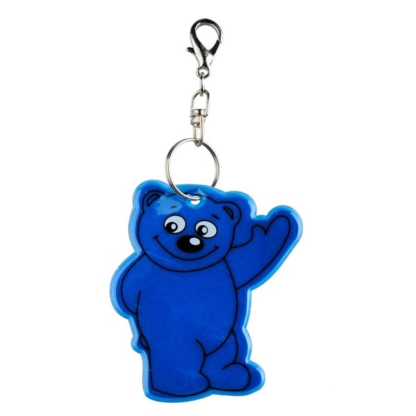 Obrázky: Modrý reflexný prívesok s karabínou - medvedík, Obrázok 2