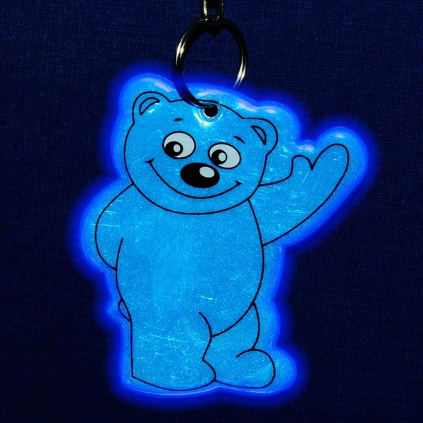 Obrázky: Modrý reflexný prívesok s karabínou - medvedík, Obrázok 3