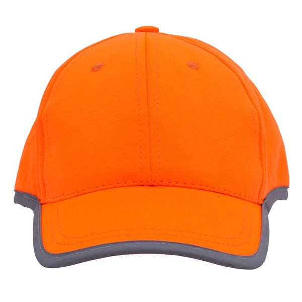 Obrázky: Oranžová detská šesťdielna čiapka s reflex.okrajom, Obrázok 3