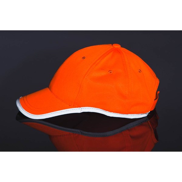 Obrázky: Oranžová detská šesťdielna čiapka s reflex.okrajom, Obrázok 5