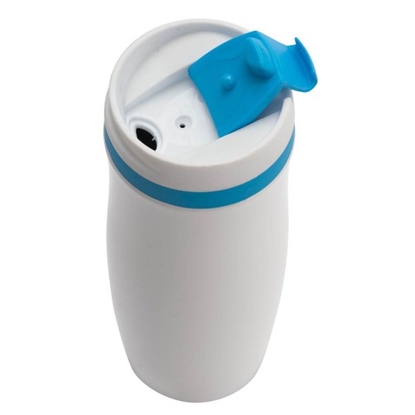 Obrázky: Biely nerezový termohrnček 400 ml,sv.modré doplnky, Obrázok 2