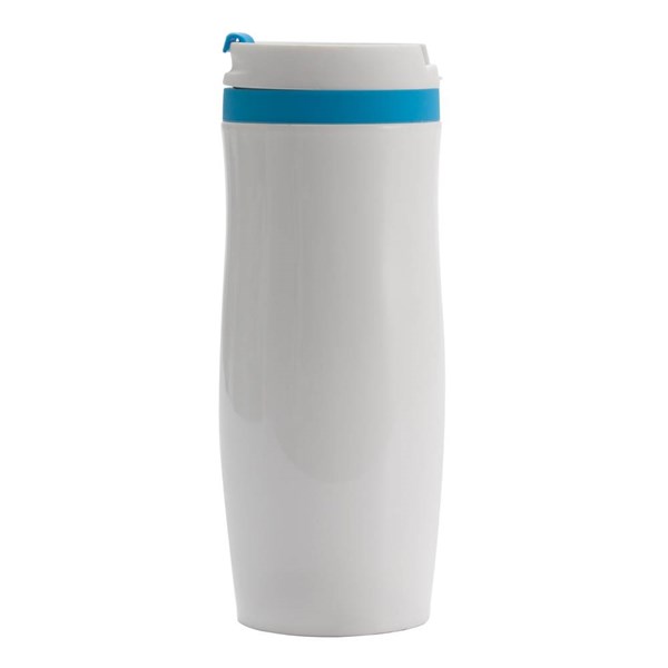 Obrázky: Biely nerezový termohrnček 400 ml,sv.modré doplnky, Obrázok 5