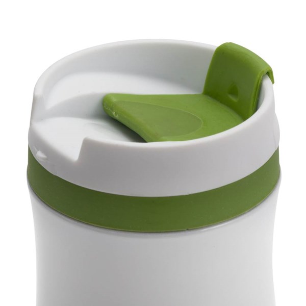 Obrázky: Biely nerezový termohrnček 400 ml, zelené doplnky, Obrázok 3