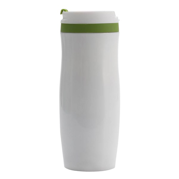 Obrázky: Biely nerezový termohrnček 400 ml, zelené doplnky, Obrázok 5