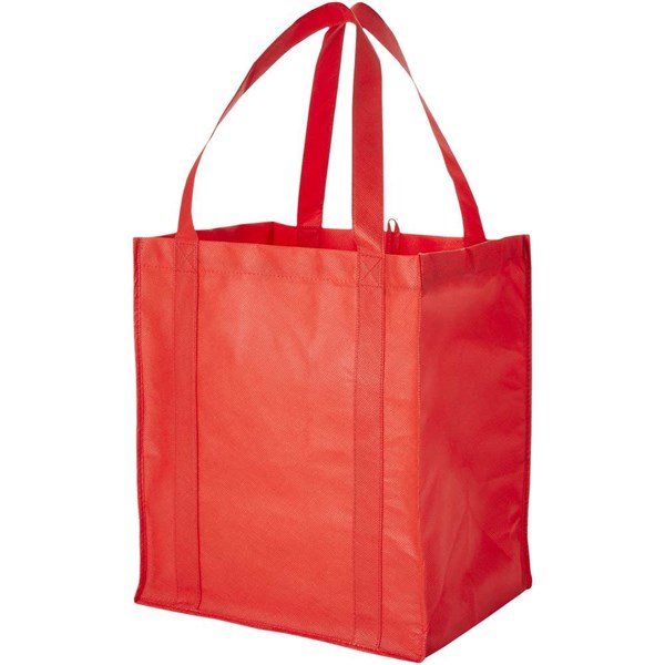 Obrázky: Nákupná netkaná eko taška, zosílené dno, červená, Obrázok 2