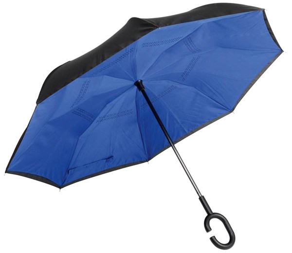 Obrázky: Modrý reverzný handsfree dáždnik, Obrázok 1