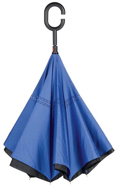 Obrázky: Modrý reverzný handsfree dáždnik, Obrázok 2
