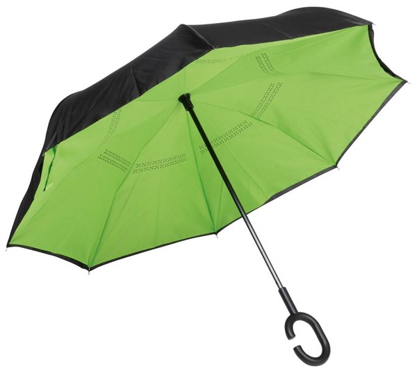 Obrázky: Zelený reverzný handsfree dáždnik