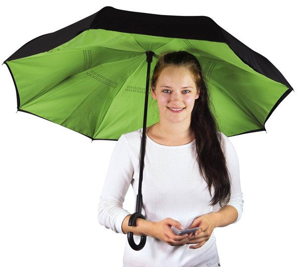 Obrázky: Zelený reverzný handsfree dáždnik, Obrázok 3
