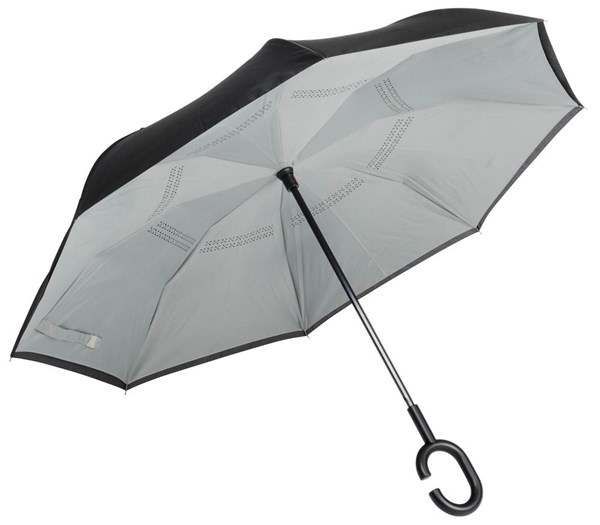 Obrázky: Šedý reverzný handsfree dáždnik