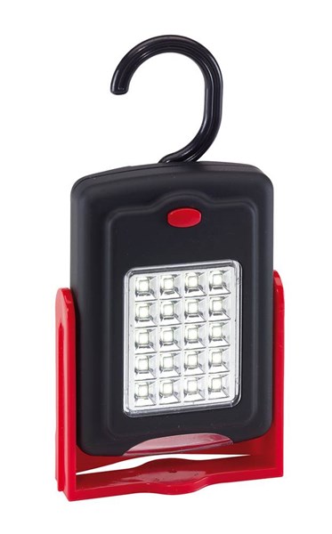Obrázky: Čierna plastová 3+20 LED baterka so stojanom, Obrázok 1
