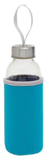 Obrázky: Sklenená fľaša 450 ml s pútkom v modrom obale, Obrázok 1