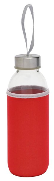 Obrázky: Sklenená fľaša 450 ml s pútkom v červenom obale, Obrázok 1