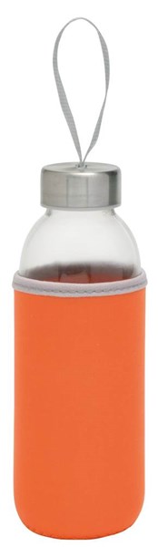 Obrázky: Sklenená fľaša 450 ml s pútkom v oranžovom obale, Obrázok 1