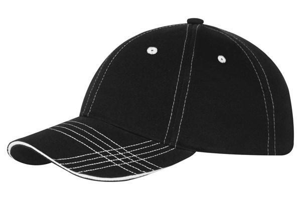 Obrázky: Šesťdielna čierna prešívaná krepová čiapka, Obrázok 1