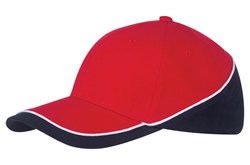 Obrázky: Šesťdielna čiapka červeno/modrá, kovová přezka