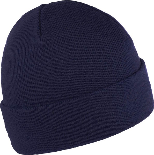 Obrázky: Zimná dvojvrstvová akryl.pletená čiapka tm. modrá, Obrázok 1