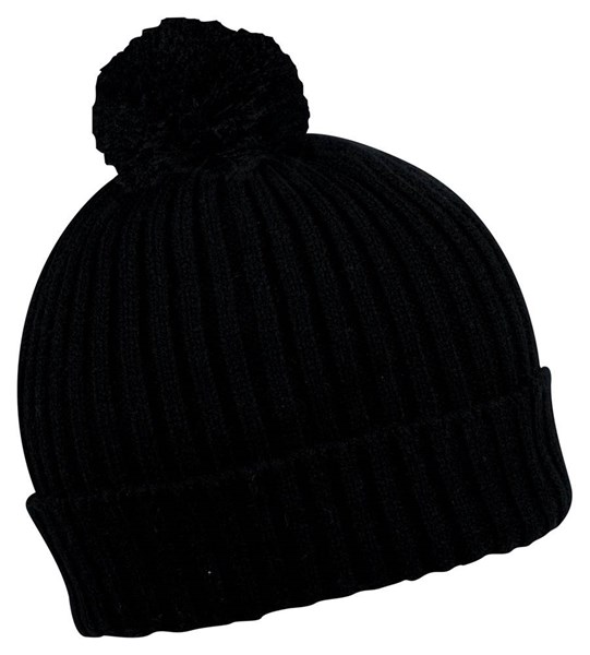 Obrázky: Zimná čiapka čierna s lemom a brmbolcom