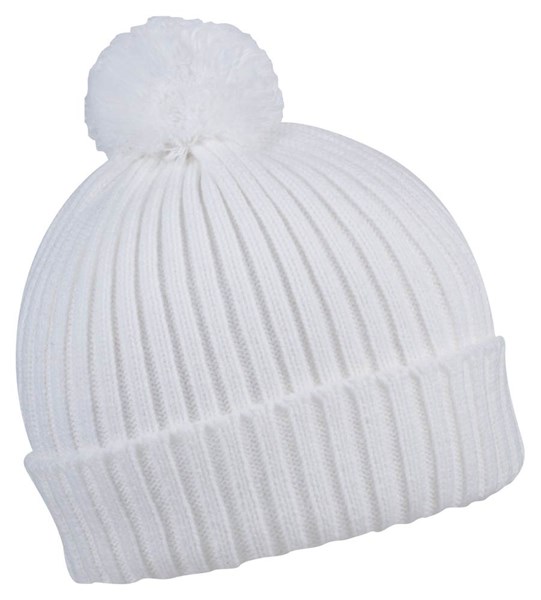 Obrázky: Zimná čiapka biela s lemom a brmbolcom, Obrázok 1