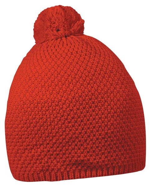 Obrázky: Akrylová pletená zimná  čiapka červená, brmbolec, Obrázok 1