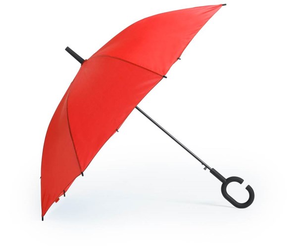 Obrázky: Červený automatický vetru odolný hadsfree dáždnik