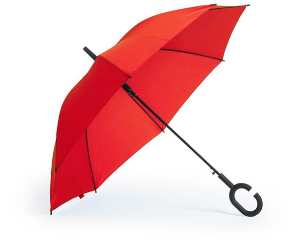 Obrázky: Červený automatický vetru odolný hadsfree dáždnik, Obrázok 3