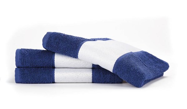 Obrázky: Tmavomodrý uterák PRINT 400 g/m2, biela bordúra